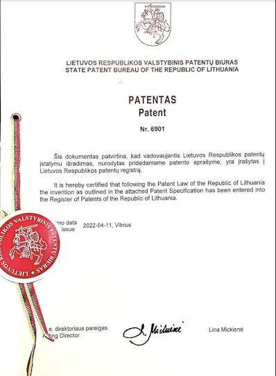 Patento „Laiptai-keltuvas“ liudijimas